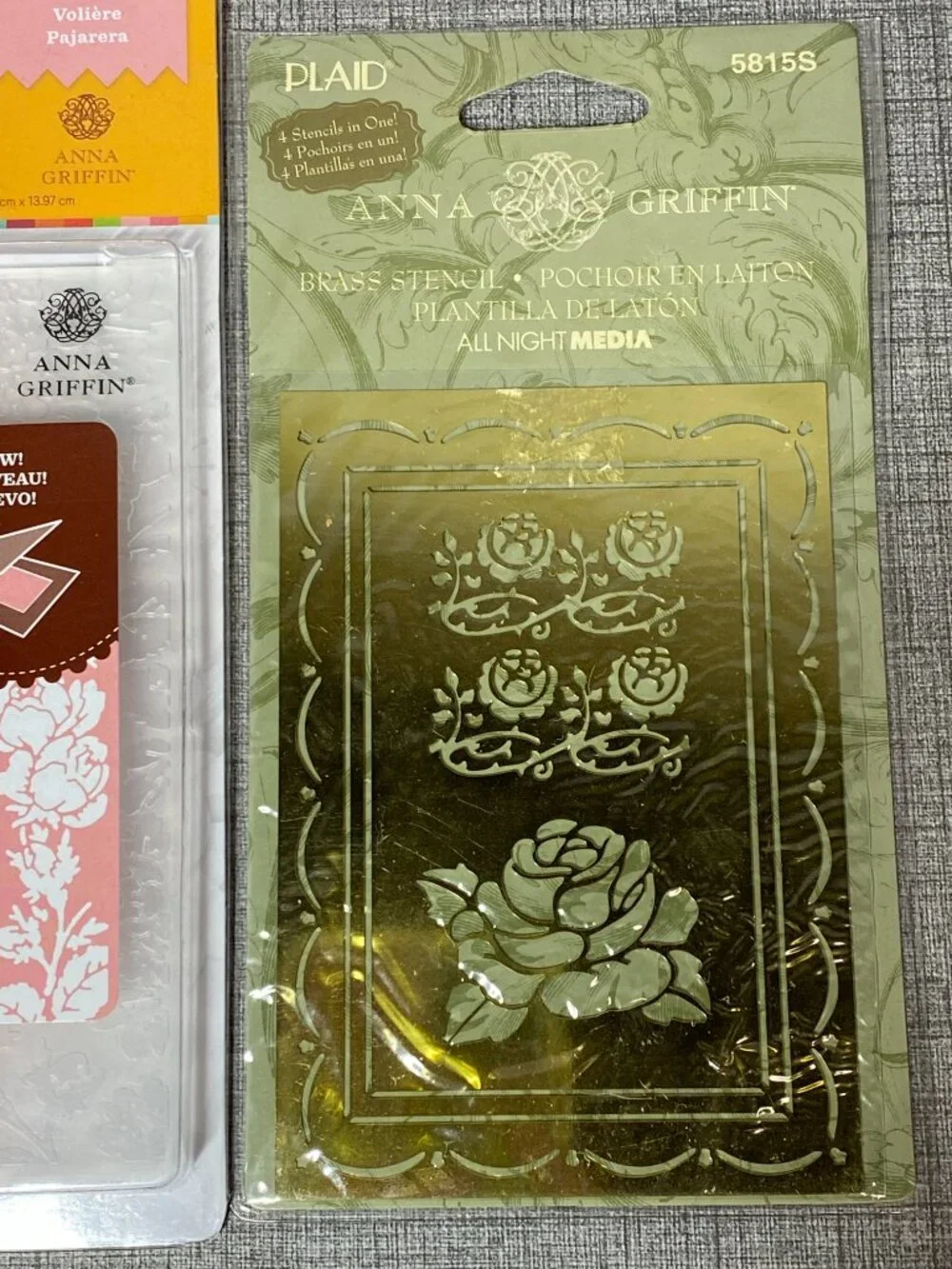NEW VTG Cricut Cuttlebug Annna Griffin Embossing Folder & Brass Stencil Lot NOS